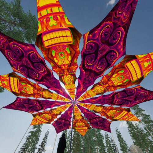 Sacred Vine and DMTemple - 12 Petals Canopy Set - UV-Reactive Flurescent Ceiling Decoration - 3D-Preview
