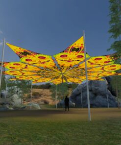 Smiling Garuda - 12 Petals Canopy Set - UV-Reactive Flurescent Ceiling Decoration - 3D-Preview