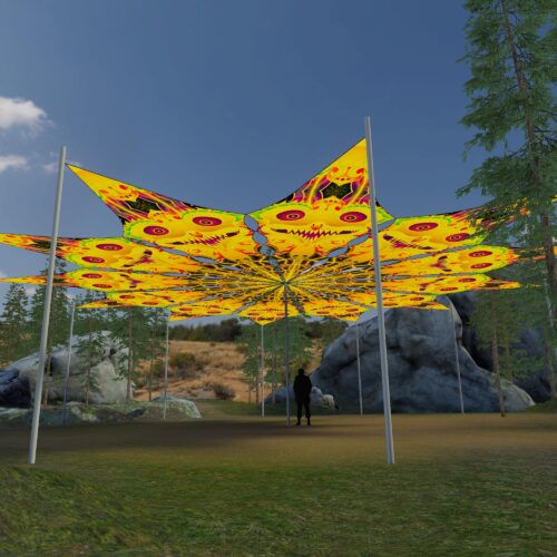 Smiling Garuda - 12 Petals Canopy Set - UV-Reactive Flurescent Ceiling Decoration - 3D-Preview
