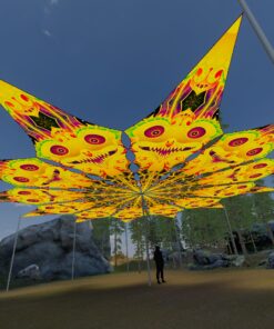 Smiling Garuda - 12 Petals Canopy Set - UV-Reactive Flurescent Ceiling Decoration - 3D-Preview