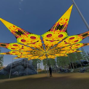 Smiling Garuda - 12 Petals Canopy Set - UV-Reactive Flurescent Ceiling Decoration - 3D-Preview
