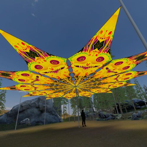 Smiling Garuda - 12 Petals Canopy Set - UV-Reactive Flurescent Ceiling Decoration - 3D-Preview