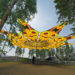 Smiling Garuda - 12 Petals Canopy Set - UV-Reactive Flurescent Ceiling Decoration - 3D-Preview