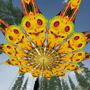 Smiling Garuda - 12 Petals Canopy Set - UV-Reactive Flurescent Ceiling Decoration - 3D-Preview