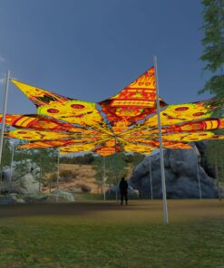 Smiling Garuda and DMTemple - 12 Petals Canopy Set - UV-Reactive Flurescent Ceiling Decoration - 3D-Preview