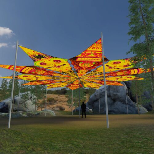 Smiling Garuda and DMTemple - 12 Petals Canopy Set - UV-Reactive Flurescent Ceiling Decoration - 3D-Preview