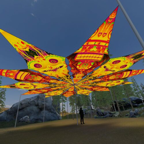 Smiling Garuda and DMTemple - 12 Petals Canopy Set - UV-Reactive Flurescent Ceiling Decoration - 3D-Preview