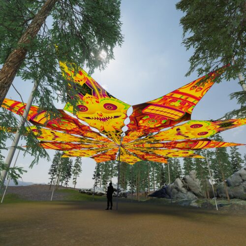 Smiling Garuda and DMTemple - 12 Petals Canopy Set - UV-Reactive Flurescent Ceiling Decoration - 3D-Preview