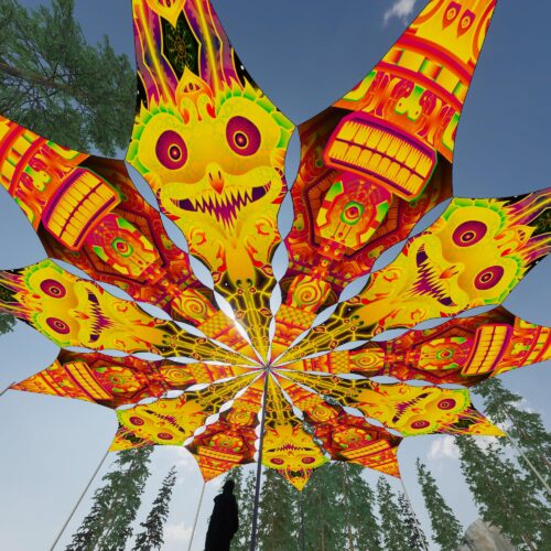 Smiling Garuda and DMTemple - 12 Petals Canopy Set - UV-Reactive Flurescent Ceiling Decoration - 3D-Preview