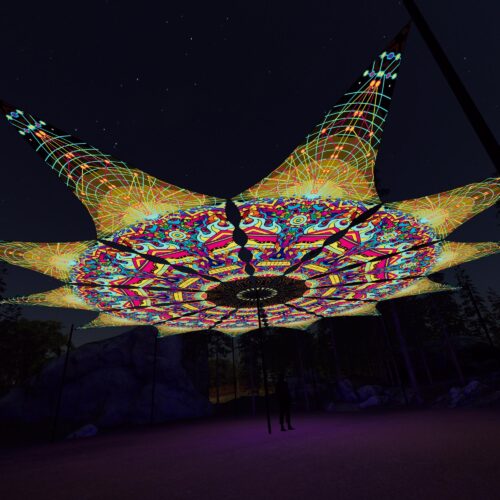 Geoshroom - 12 Petals Canopy Set - UV-Reactive Flurescent Ceiling Decoration - 3D-Preview