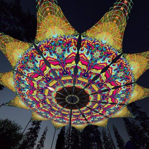 Geoshroom - 12 Petals Canopy Set - UV-Reactive Flurescent Ceiling Decoration - 3D-Preview