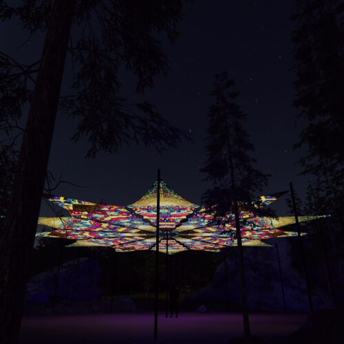 Geoshroom and Spirit Monkey - 12 Petals Canopy Set - UV-Reactive Flurescent Ceiling Decoration - 3D-Preview