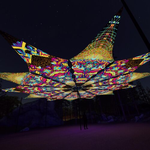 Geoshroom and Spirit Monkey - 12 Petals Canopy Set - UV-Reactive Flurescent Ceiling Decoration - 3D-Preview