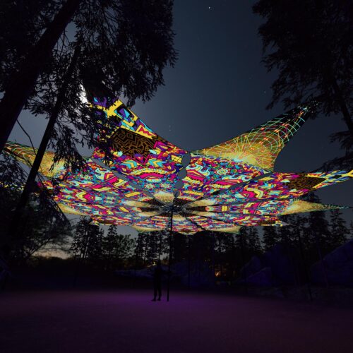 Geoshroom and Spirit Monkey - 12 Petals Canopy Set - UV-Reactive Flurescent Ceiling Decoration - 3D-Preview