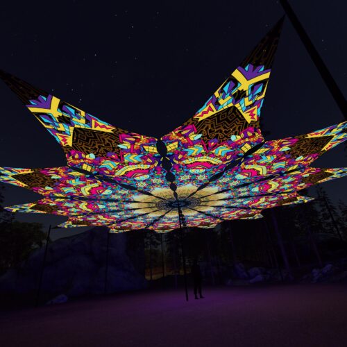 Spirit Monkey - 12 Petals Canopy Set - UV-Reactive Flurescent Ceiling Decoration - 3D-Preview