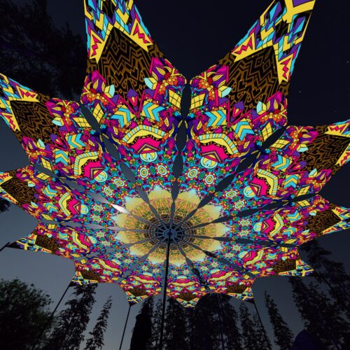 Spirit Monkey - 12 Petals Canopy Set - UV-Reactive Flurescent Ceiling Decoration - 3D-Preview