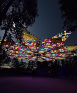 Spirit Monkey and Trippy Pillar - 12 Petals Canopy Set - UV-Reactive Flurescent Ceiling Decoration - 3D-Preview