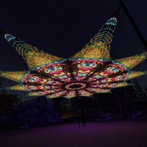 Trippy Pillar - 12 Petals Canopy Set - UV-Reactive Flurescent Ceiling Decoration - 3D-Preview