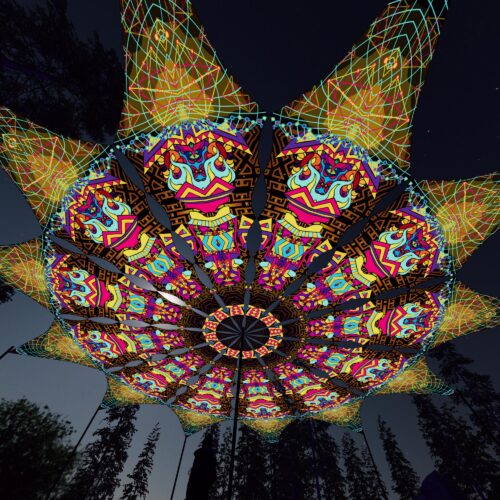 Trippy Pillar - 12 Petals Canopy Set - UV-Reactive Flurescent Ceiling Decoration - 3D-Preview