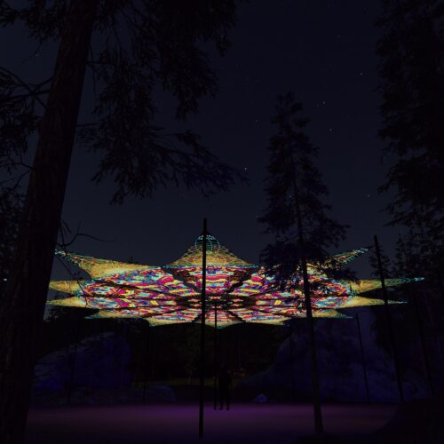 Trippy Pillar and Geoshroom - 12 Petals Canopy Set - UV-Reactive Flurescent Ceiling Decoration - 3D-Preview