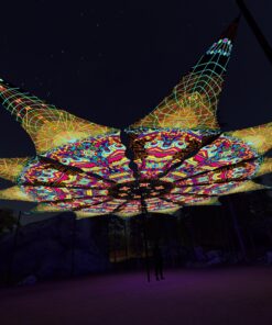 Trippy Pillar and Geoshroom - 12 Petals Canopy Set - UV-Reactive Flurescent Ceiling Decoration - 3D-Preview