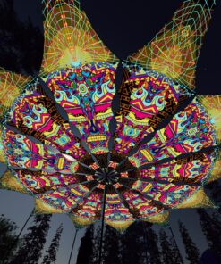 Trippy Pillar and Geoshroom - 12 Petals Canopy Set - UV-Reactive Flurescent Ceiling Decoration - 3D-Preview