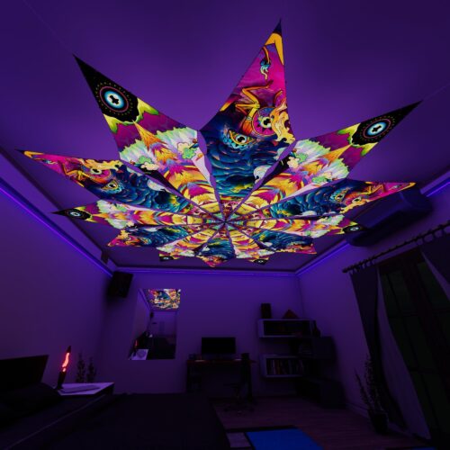 MO-PT01 and MO-PT02 - 12 Petals Canopy Set - UV-Reactive Flurescent Ceiling Decoration - 3D-Preview