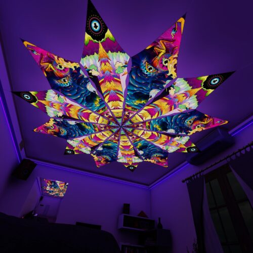 MO-PT01 and MO-PT02 - 12 Petals Canopy Set - UV-Reactive Flurescent Ceiling Decoration - 3D-Preview