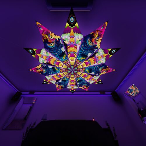 MO-PT01 and MO-PT02 - 12 Petals Canopy Set - UV-Reactive Flurescent Ceiling Decoration - 3D-Preview