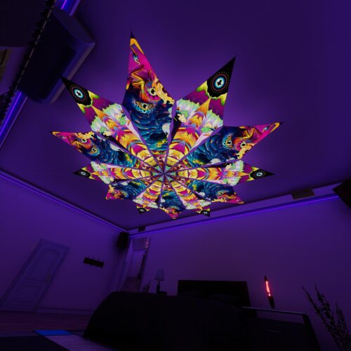 MO-PT01 and MO-PT02 - 12 Petals Canopy Set - UV-Reactive Flurescent Ceiling Decoration - 3D-Preview