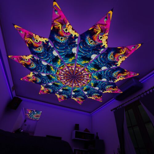 MO-PT02 - 12 Petals Canopy Set - UV-Reactive Flurescent Ceiling Decoration - 3D-Preview
