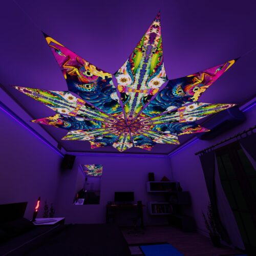 MO-PT02 and MO-PT03 - 12 Petals Canopy Set - UV-Reactive Flurescent Ceiling Decoration - 3D-Preview