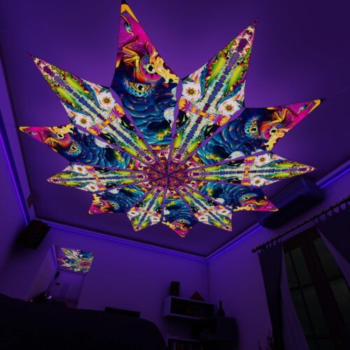 MO-PT02 and MO-PT03 - 12 Petals Canopy Set - UV-Reactive Flurescent Ceiling Decoration - 3D-Preview