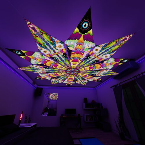 MO-PT03 and MO-PT01 - 12 Petals Canopy Set - UV-Reactive Flurescent Ceiling Decoration - 3D-Preview