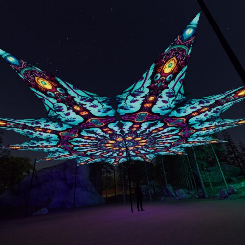 Cosmic Oracle - 12 Petals Canopy Set - UV-Reactive Flurescent Ceiling Decoration - 3D-Preview