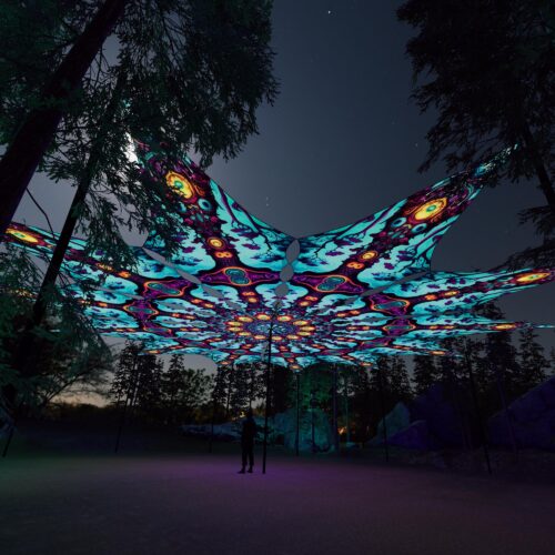 Cosmic Oracle - 12 Petals Canopy Set - UV-Reactive Flurescent Ceiling Decoration - 3D-Preview