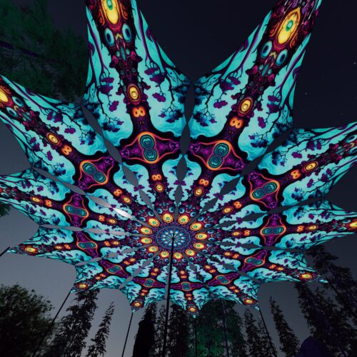 Cosmic Oracle - 12 Petals Canopy Set - UV-Reactive Flurescent Ceiling Decoration - 3D-Preview