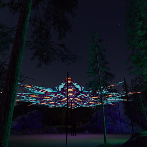 Cosmic Oracle and Divine Candle - 12 Petals Canopy Set - UV-Reactive Flurescent Ceiling Decoration - 3D-Preview