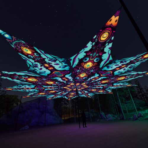 Cosmic Oracle and Divine Candle - 12 Petals Canopy Set - UV-Reactive Flurescent Ceiling Decoration - 3D-Preview