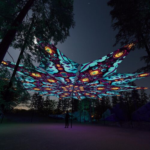 Cosmic Oracle and Divine Candle - 12 Petals Canopy Set - UV-Reactive Flurescent Ceiling Decoration - 3D-Preview