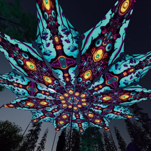 Cosmic Oracle and Divine Candle - 12 Petals Canopy Set - UV-Reactive Flurescent Ceiling Decoration - 3D-Preview