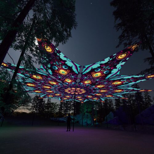 Divine Candle - 12 Petals Canopy Set - UV-Reactive Flurescent Ceiling Decoration - 3D-Preview