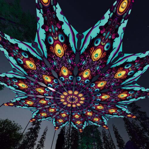 Divine Candle - 12 Petals Canopy Set - UV-Reactive Flurescent Ceiling Decoration - 3D-Preview