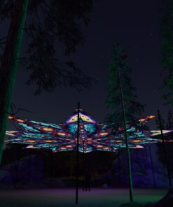 Divine Candle and Mushroom Temple - 12 Petals Canopy Set - UV-Reactive Flurescent Ceiling Decoration - 3D-Preview