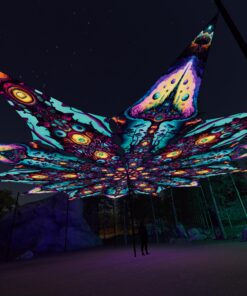 Divine Candle and Mushroom Temple - 12 Petals Canopy Set - UV-Reactive Flurescent Ceiling Decoration - 3D-Preview