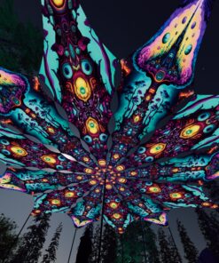 Divine Candle and Mushroom Temple - 12 Petals Canopy Set - UV-Reactive Flurescent Ceiling Decoration - 3D-Preview