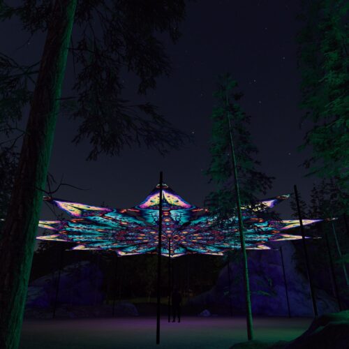 Mushroom Temple - 12 Petals Canopy Set - UV-Reactive Flurescent Ceiling Decoration - 3D-Preview