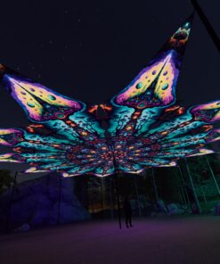 Mushroom Temple - 12 Petals Canopy Set - UV-Reactive Flurescent Ceiling Decoration - 3D-Preview