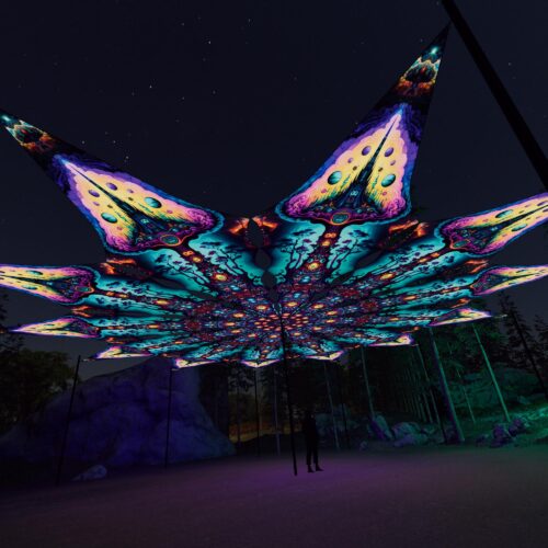 Mushroom Temple - 12 Petals Canopy Set - UV-Reactive Flurescent Ceiling Decoration - 3D-Preview