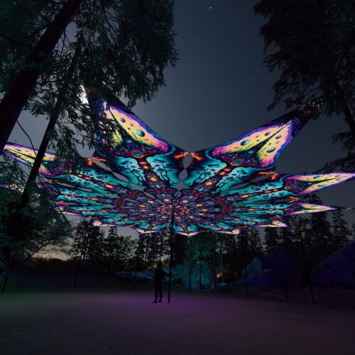 Mushroom Temple - 12 Petals Canopy Set - UV-Reactive Flurescent Ceiling Decoration - 3D-Preview